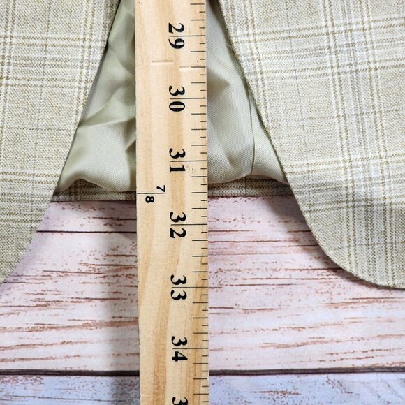 Canali Mens Two-Button Beige Plaid Wool Blazer Jacket Size 44R - Picture 9 of 11